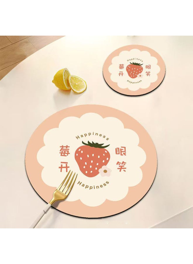 Generic - Diatom Tea Cup Heat Insulation Anti-scalding Absorbent Office High Temperature High Color Value Household Placemat Round Mat Non-slip Mouse Pad-Color:12*12CM-Pattern:Style 10 - Image 1