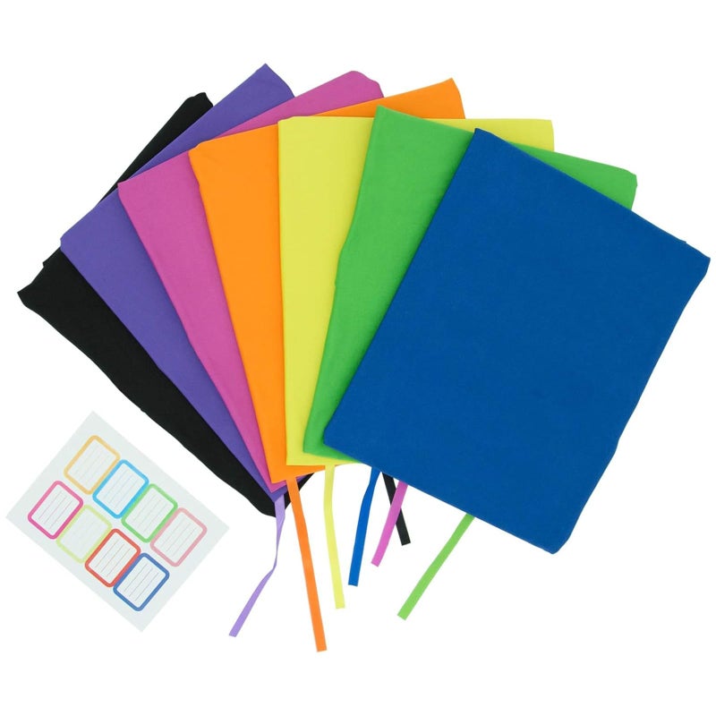 KICNIC Jumbo Book Covers 7 Pack, Stretchable Book Sox 9 * 11 Inch Suitable for Most Hardcover Books, Up to 10 Inch x 12.5 Inch Protective Textbook Covers with Label Sticker - Image 1