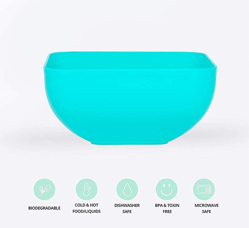 Touchcart 1 Set (Multicolor) Unbreakable Microwave Safe Plastic Mixing Bowls - 4 Pcs Square Serving Bowls for Kitchen, Snacks, Salad, Cake Making (500 ml Each) - Image 3
