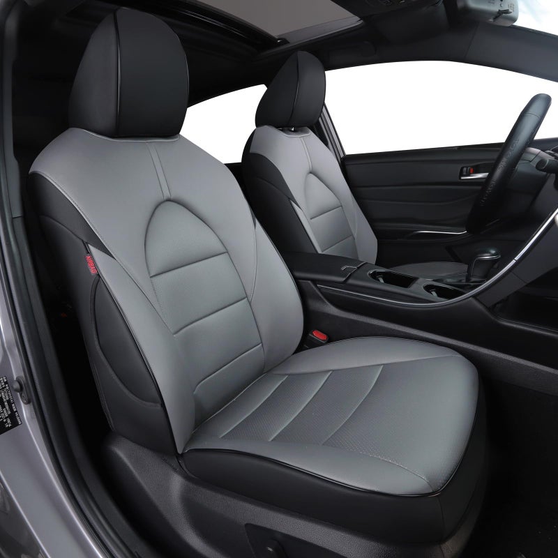 أغطية مقاعد مخصصة لهوندا كامري من HKZ لتويوتا كامري 2018 2019 2020 2021 2022 2024 هايبرد LE هايبرد SE 5 مقاعد مجموعة كاملة جلد أسود رمادي