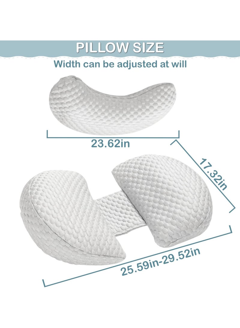Pregnancy Pillow for Sleeping, Maternity Pillow with Detachable and Adjustable,Pillow with Pillow Cover - Support for Back, Legs, Belly, HIPS, Grey