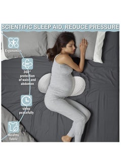 AUTOYSUR Pregnancy Pillow for Sleeping, Maternity Pillow with Detachable and Adjustable,Pillow with Pillow Cover - Support for Back, Legs, Belly, HIPS, Grey  - Image 2