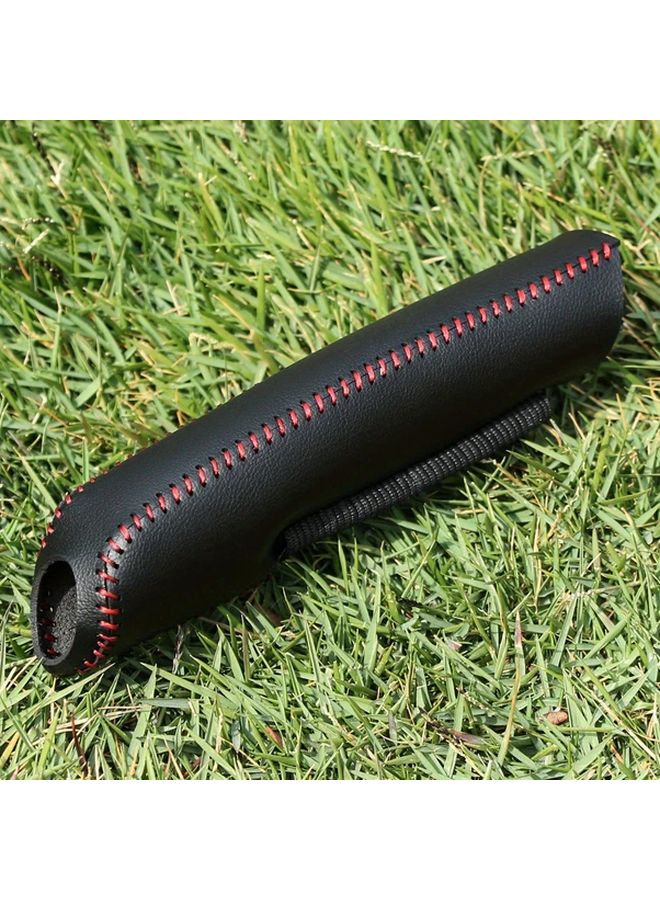 غطاية فرامل اليد من الجلد الصناعي الأسود بجل مضاد للانزلاق وقابض لحماية فرامل ركن السيارة - Image 3