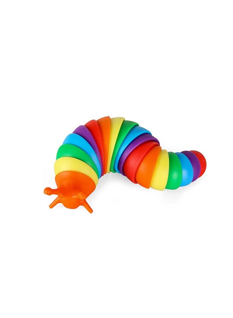 Slug Fidget Toy Sensory Slug Clicky Slug Toy Fidget Toys for Kids Adults Relieve Anxiety and Stress (Rainbow) - Image 1