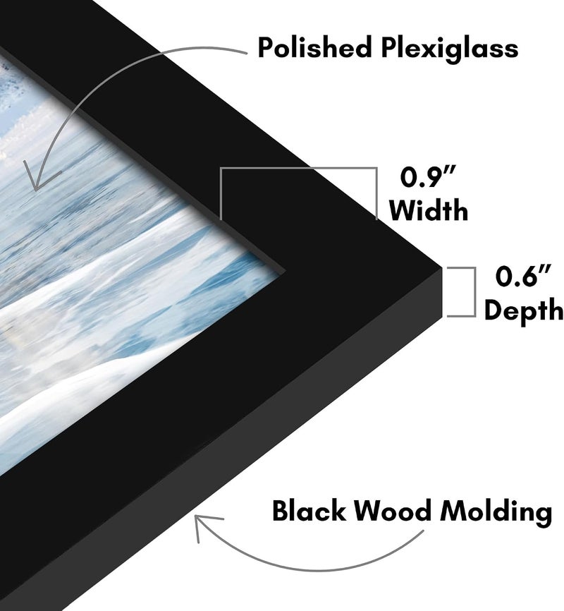 Americanflat 12x32 Picture Frame with Polished Plexiglass - Signature Collection - Gallery-Style Frames Made of Engineered Wood - Photo Frame for Wall Display - Black - Image 3