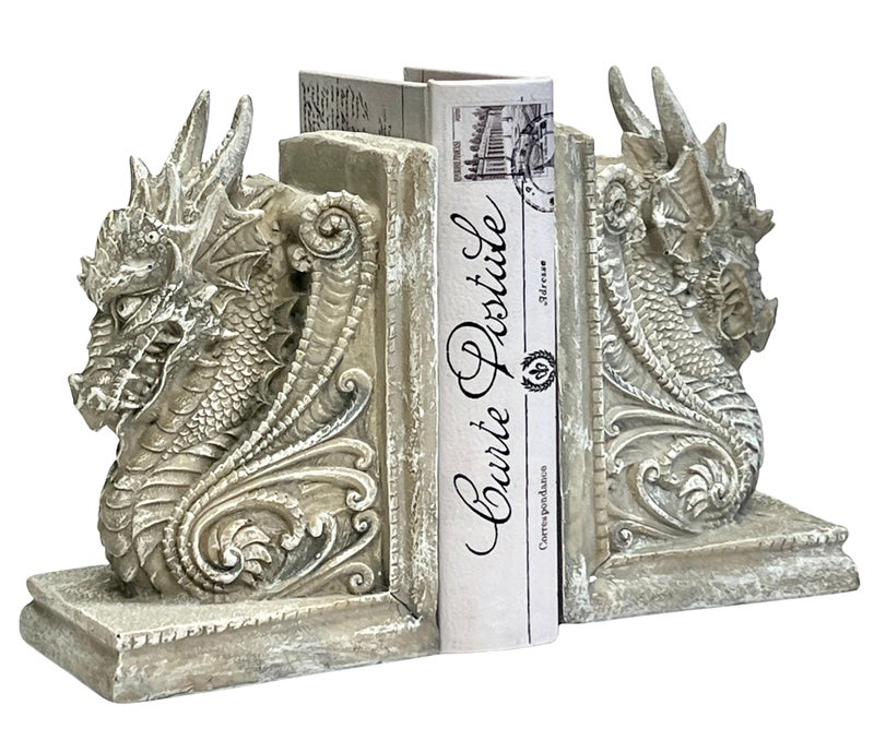 Bellaa 25617 Dragon Bookends Gothic Midieval Castle Mystic Decorative Retro Vintage Book Ends Holder Heavy Stoppers Bookshelf Books Shelves Library Shelf Dividers - Image 5