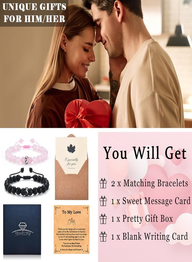 EPIRORA Matching Couple Ring Bracelets 2 PCS - Natural Stone Bracelets Couples Gifts for Him and Her, Valentines Day Anniversary Birthday Christmas Wedding Jewelry Gift for Wife Husband BF GF Lover - Image 5