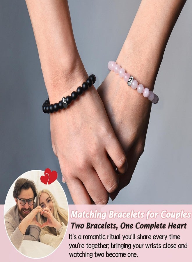 EPIRORA Matching Couple Ring Bracelets 2 PCS - Natural Stone Bracelets Couples Gifts for Him and Her, Valentines Day Anniversary Birthday Christmas Wedding Jewelry Gift for Wife Husband BF GF Lover - Image 2