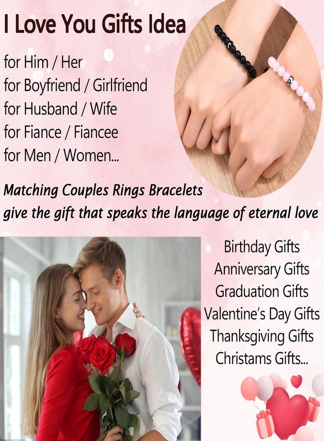 EPIRORA Matching Couple Ring Bracelets 2 PCS - Natural Stone Bracelets Couples Gifts for Him and Her, Valentines Day Anniversary Birthday Christmas Wedding Jewelry Gift for Wife Husband BF GF Lover - Image 3