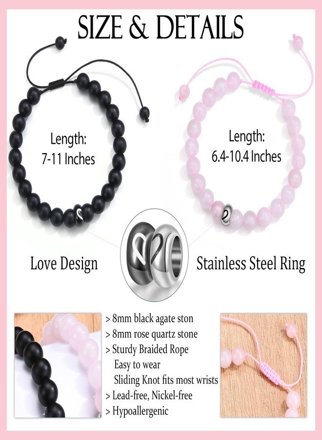 EPIRORA Matching Couple Ring Bracelets 2 PCS - Natural Stone Bracelets Couples Gifts for Him and Her, Valentines Day Anniversary Birthday Christmas Wedding Jewelry Gift for Wife Husband BF GF Lover - Image 4