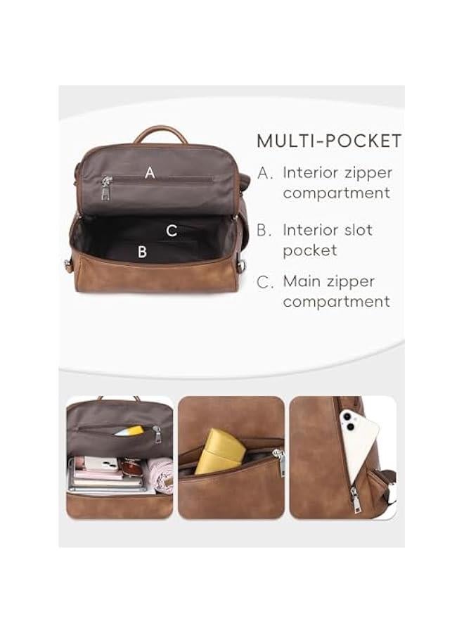 Arabest Womens Backpack Purse Leather Anti-theft Large Fashion Designer Travel Bag Ladies Shoulder Bags - Image 5