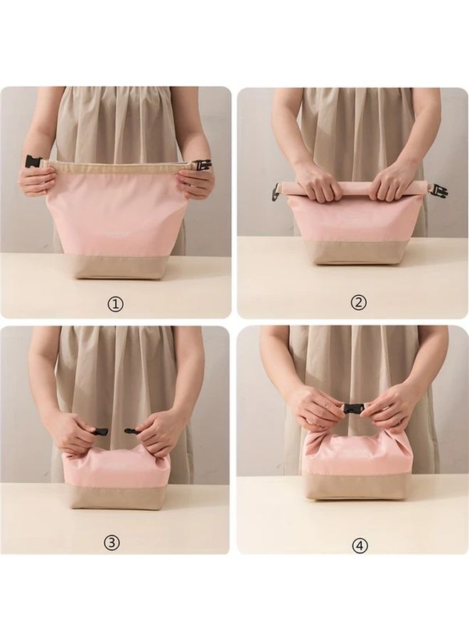 Grey Insulated Lunch Bag With Detachable Strap For Office Picnic Travel - Image 4