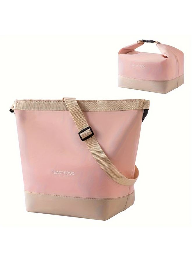 Grey Insulated Lunch Bag With Detachable Strap For Office Picnic Travel - Image 5
