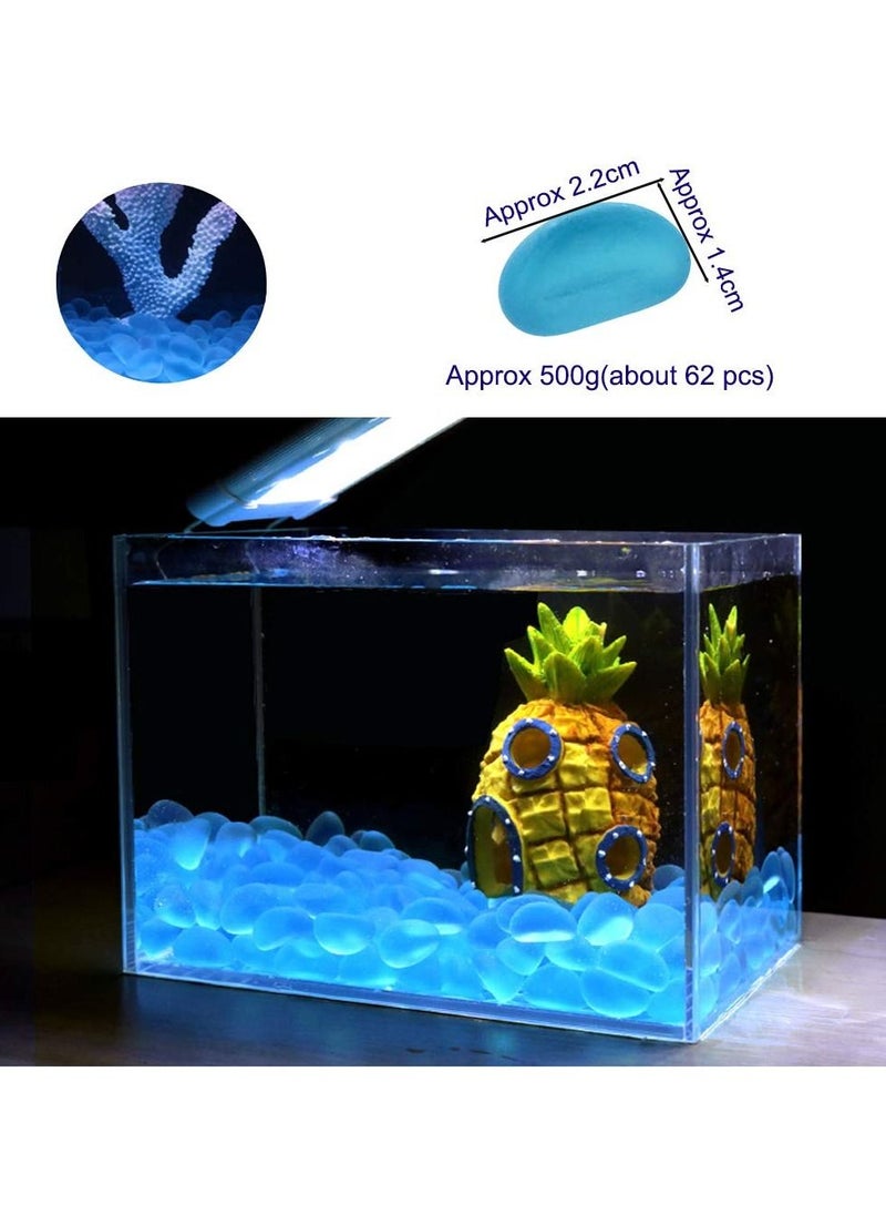 Generic Aquarium glass stone decoration blue marble pebbles fresh water artificial frosted stone fluorescent stone fish tank crafts decoration gravel Vase Filler  - Image 3
