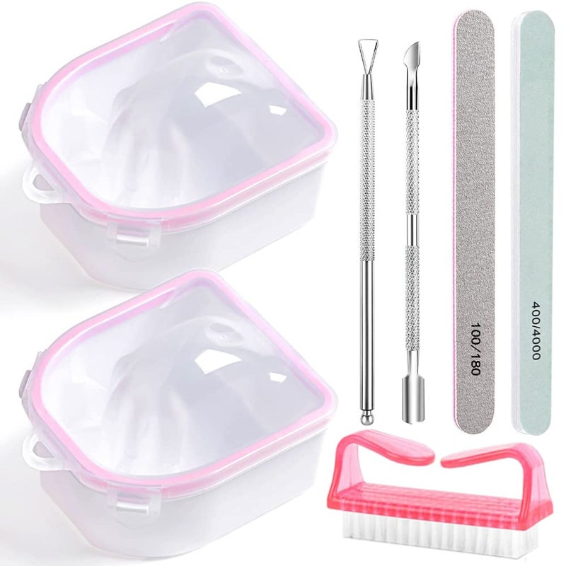 HiMo Nail Soaking Bowl, Gel Nail Polish Remover Kit, Manicure Bowl for Hand, Dip Powder Remover Tools, Nail Soak Off Bowl for Acrylic Nails, Nail Brush, Cuticle Pusher, Cuticle Peeler, 100180 Nail File, - Image 1
