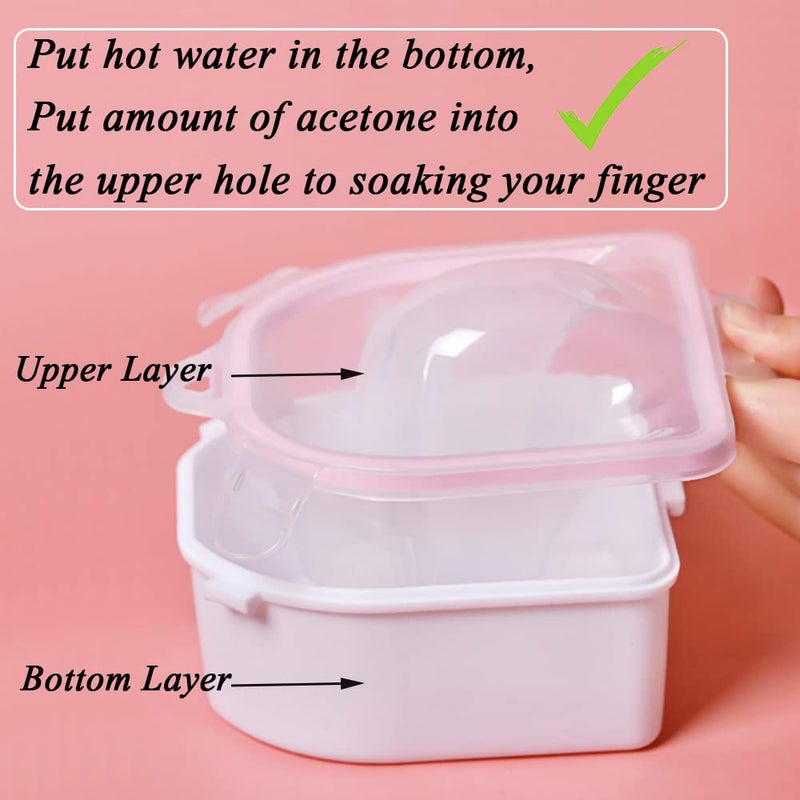 HiMo Nail Soaking Bowl, Gel Nail Polish Remover Kit, Manicure Bowl for Hand, Dip Powder Remover Tools, Nail Soak Off Bowl for Acrylic Nails, Nail Brush, Cuticle Pusher, Cuticle Peeler, 100180 Nail File, - Image 5
