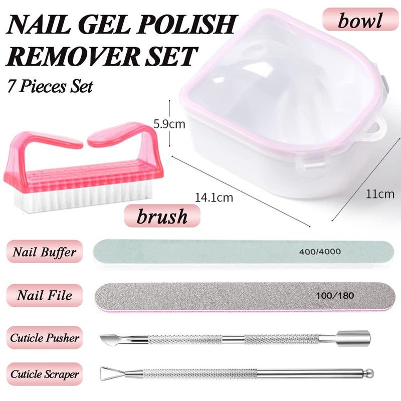 HiMo Nail Soaking Bowl, Gel Nail Polish Remover Kit, Manicure Bowl for Hand, Dip Powder Remover Tools, Nail Soak Off Bowl for Acrylic Nails, Nail Brush, Cuticle Pusher, Cuticle Peeler, 100180 Nail File, - Image 3
