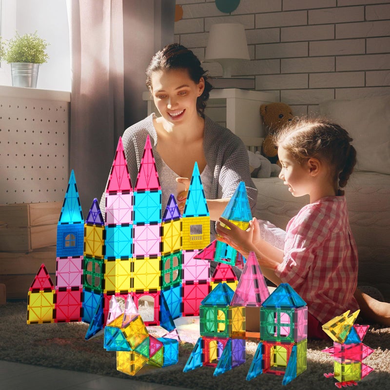 Jasonwell Magnetic Tiles Kids Magnetic Blocks 60PCS Building Sets 3D Magnet Toys Preschool Educational Construction STEM Toy Christmas Birthday Gifts for Toddlers Boys Girls 3 4 5 6 7 8 9 + Year Old - Image 5