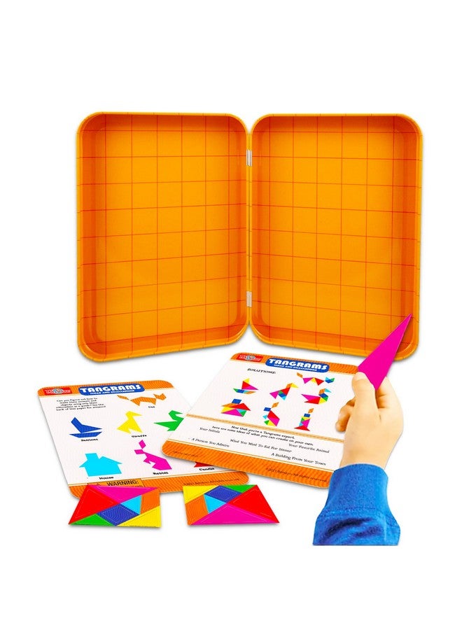 Bendon 360 Combination Tangrams Travel Game with Portable Case for Kids - Bundle with Magnetic Pattern Blocks, Stickers | Montessori Open Ended Geometric Shapes Activity - Image 2