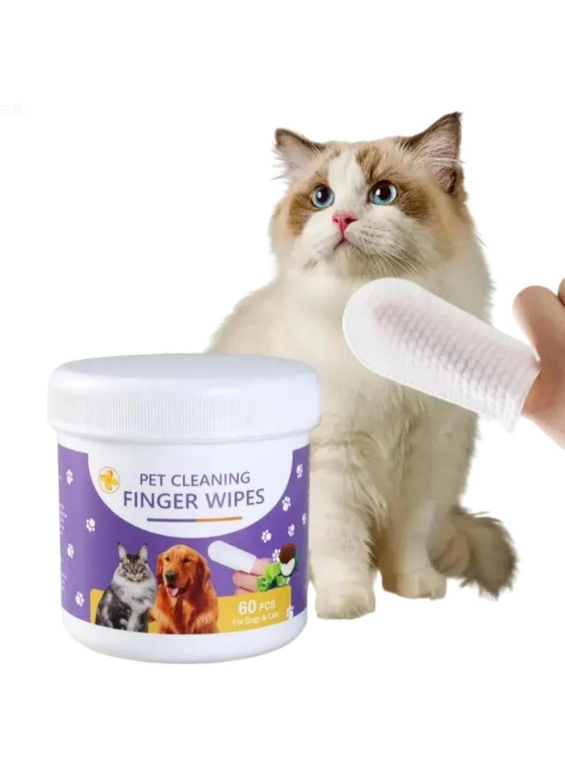 Mumoo Bear Pet Dental Finger Wipes, Oral Cleansing Teeth Care Finger Cots Wipes Pads for Dogs and Cats, Optimize Oral Health, Reduces Plaque, Freshen Breath - 60 Wipes - Image 1