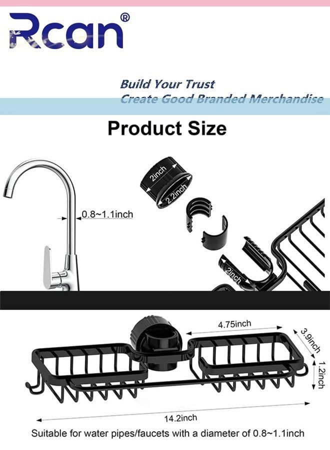 Rcan Kitchen Faucet Sponge Holder Sink Caddy, Organizer Over Faucet Hanging Faucet Drain Rack Sink Basket for Sink Organizer, Kitchen Bathroom Accessories - Image 3
