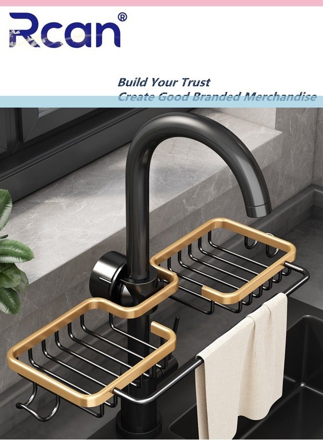 Rcan Kitchen Faucet Sponge Holder Sink Caddy, Organizer Over Faucet Hanging Faucet Drain Rack Sink Basket for Sink Organizer, Kitchen Bathroom Accessories - Image 2