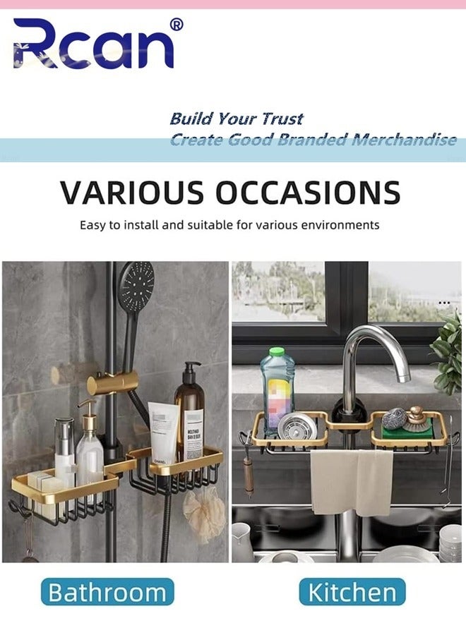 Rcan Kitchen Faucet Sponge Holder Sink Caddy, Organizer Over Faucet Hanging Faucet Drain Rack Sink Basket for Sink Organizer, Kitchen Bathroom Accessories - Image 4