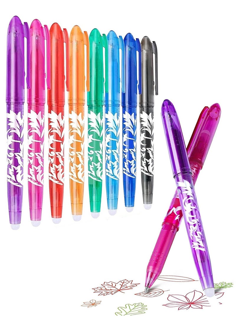 8 عبوات أقلام قابلة للمسح, أقلام جل قابلة للمسح مع مطاط في النهاية,  قلم قابل للمسح مع كرة دوارة, للأطفال والكبار اللوازم المدرسية القرطاسية المكتبية - Image 1