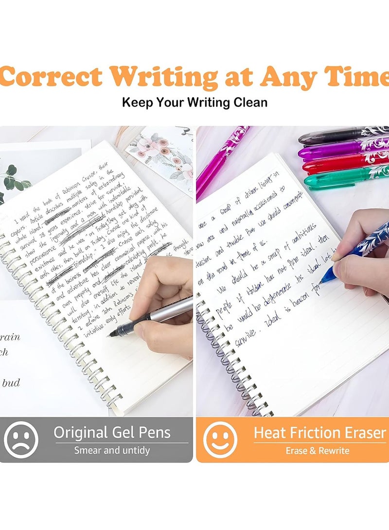 8 عبوات أقلام قابلة للمسح, أقلام جل قابلة للمسح مع مطاط في النهاية,  قلم قابل للمسح مع كرة دوارة, للأطفال والكبار اللوازم المدرسية القرطاسية المكتبية - Image 4