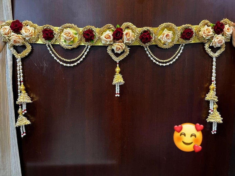زينة الأزهار الاصطناعية Sellplus Gota Chakri الهندية لتعليق الأبواب زينة Toran Bandhanwar لتزيين المنزل للباب الرئيسي حفلات الزفاف