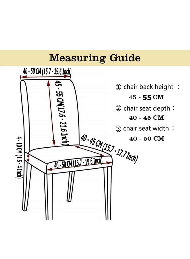 Styleys Polyester Printed Washable Elastic Dining Chair Cover Slipcovers (Set of 4 Beige Line, SD110A) - Image 5