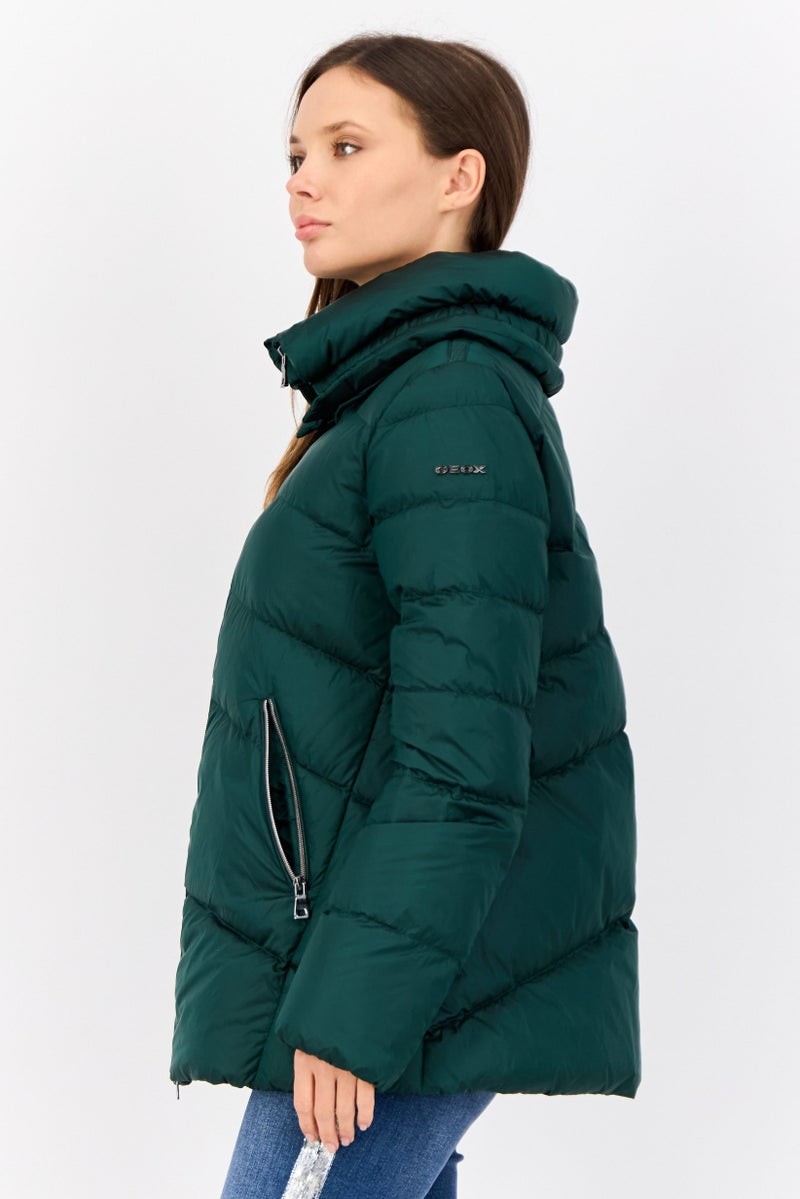 GEOX Women  Quilted Puffer Jacket, Green - Image 4