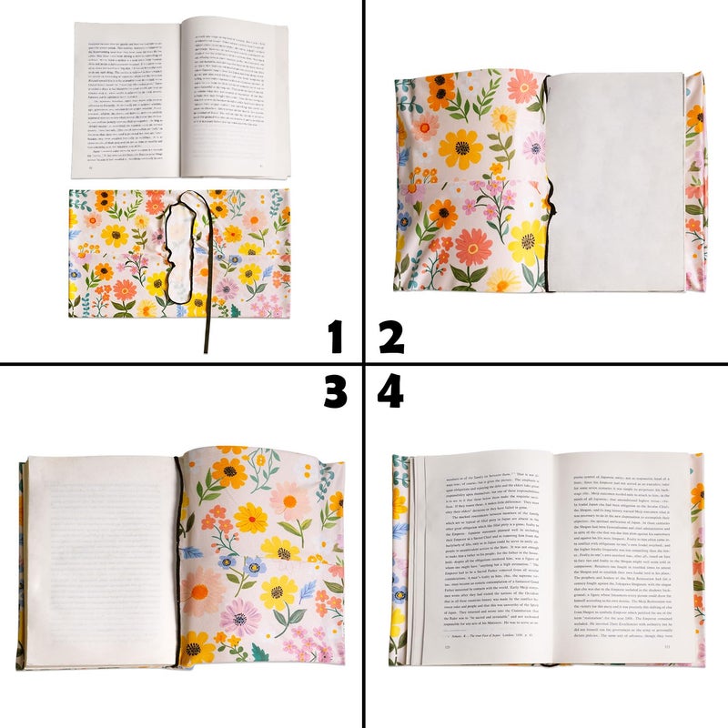 Anseal 1 Pack Floral Pattern Stretchable Book Sleeve Cover for Paperbacks Hardcovers Textbooks up to 9" x 12", Washable Reusable Book Protector with 2 Labels - Image 4