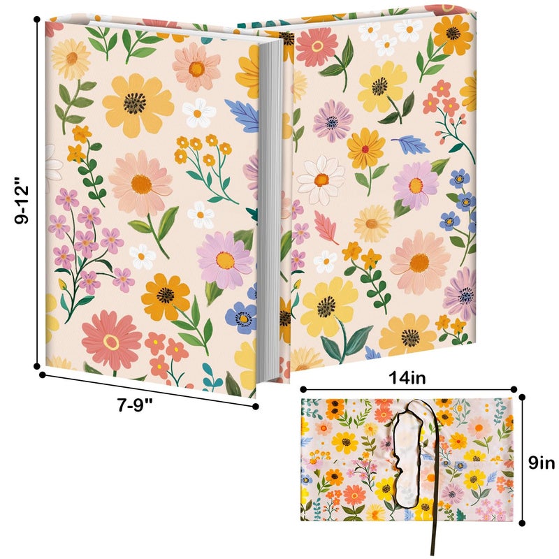 Anseal 1 Pack Floral Pattern Stretchable Book Sleeve Cover for Paperbacks Hardcovers Textbooks up to 9" x 12", Washable Reusable Book Protector with 2 Labels - Image 3