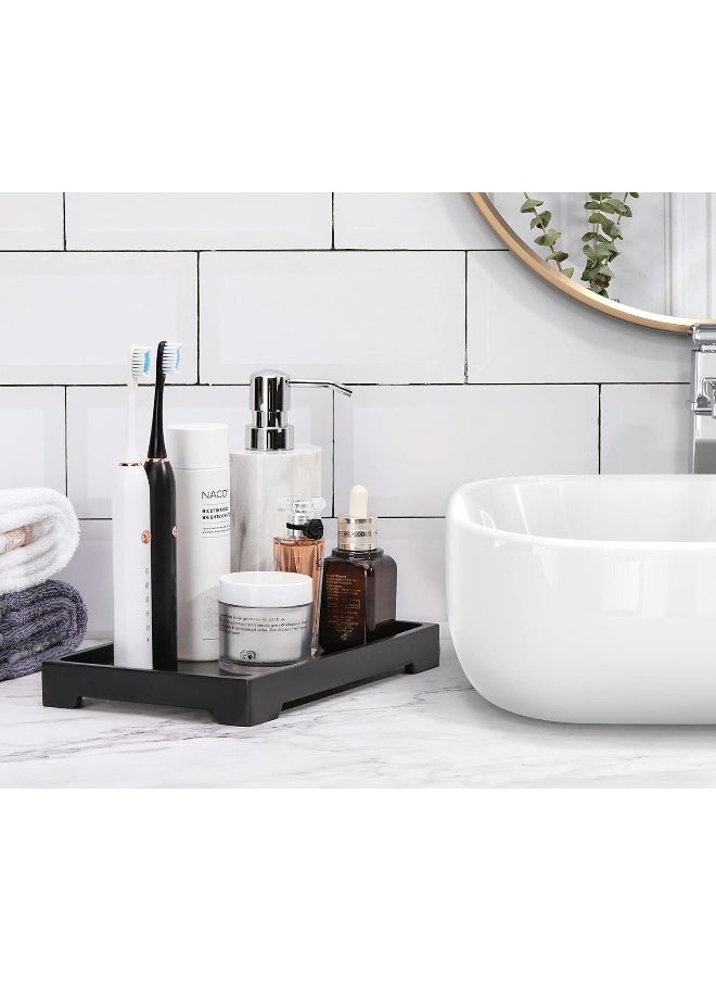 Luxspire Luxspire Vanity Tray, Toilet Tank Storage Tray, Resin bathtub tray bathroom tray Black Tray, Vanity Organizer for Tissues, Candles, Soap, Towel, Plant, etc - Medium Size - Black  - Image 3