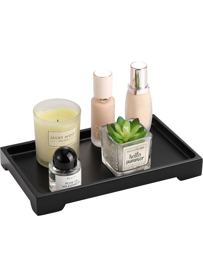 Luxspire Luxspire Vanity Tray, Toilet Tank Storage Tray, Resin bathtub tray bathroom tray Black Tray, Vanity Organizer for Tissues, Candles, Soap, Towel, Plant, etc - Medium Size - Black  - Image 1