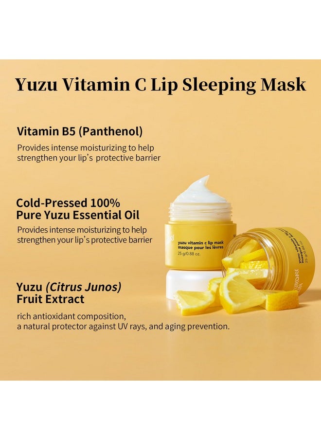 saturday skin Yuzu Vitamin C Lip Mask Overnight Lip Sleeping Mask Moisturizing For All Skin Types Softer & Smoother Pout Lip Balm Hydrating Infused With Vitamin B5 Nonsticky Vegan & Crueltyfree  - Image 2