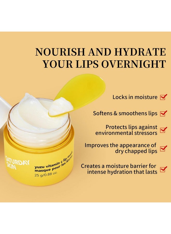 saturday skin Yuzu Vitamin C Lip Mask Overnight Lip Sleeping Mask Moisturizing For All Skin Types Softer & Smoother Pout Lip Balm Hydrating Infused With Vitamin B5 Nonsticky Vegan & Crueltyfree  - Image 3