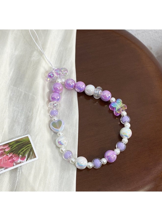 NIBEMINENT Beaded Phone Lanyard, Anti Lost Removable Wrist Strap, Cute Cartoon Bracelet Pendant, Phone Keychain Lanyard - Image 1