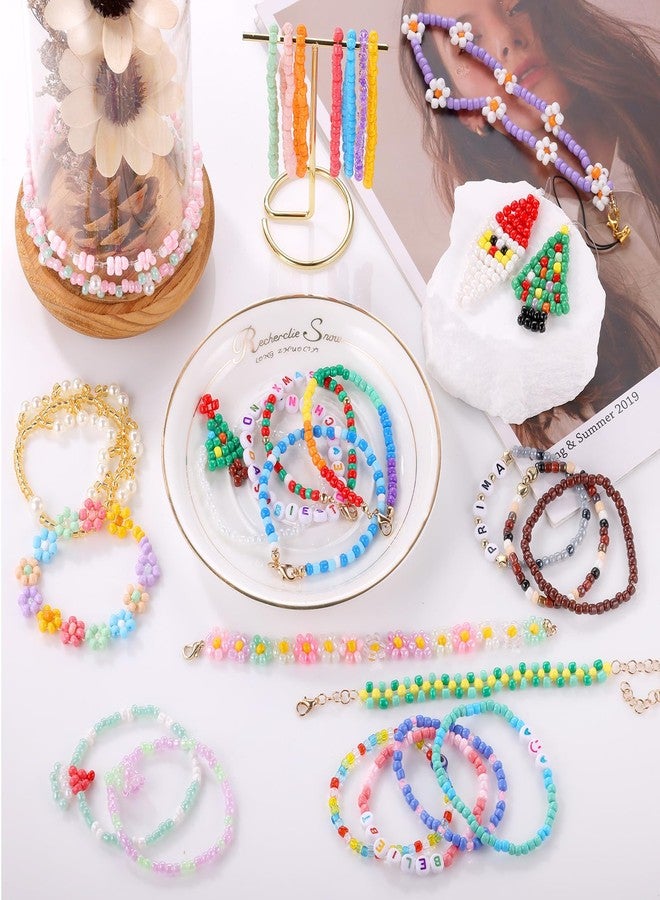 Funtopia 4mm 13000pcs+ Seed Beads for Jewelry Making, 120 Colors Small Glass Beads for Bracelets, Friendship Bracelet Kit with Alphabet Letter Beads Smile Face Beads for DIY, Art and Craft - Image 5