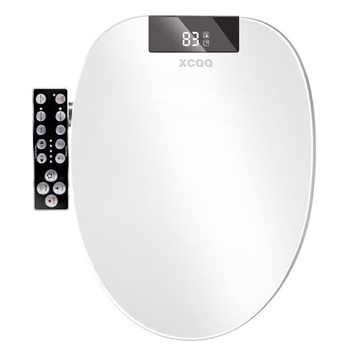 XCQQ Electric Heated Bidet Toilet Seat with Warm Water Wash, Warm Air Dryer, Soft Closed Lid, Night Light, LED Display, Toilet Seat with Bidet Requires Outlet - Elongated - Image 1
