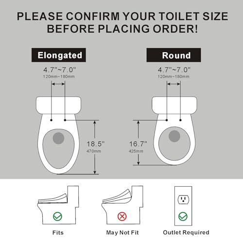 XCQQ Electric Heated Bidet Toilet Seat with Warm Water Wash, Warm Air Dryer, Soft Closed Lid, Night Light, LED Display, Toilet Seat with Bidet Requires Outlet - Elongated - Image 3