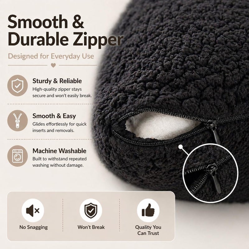 Reafort Ultra Soft Sherpa Pillowcases Pillow Covers Standard Size 20"x26" Pack of 2 with Zipper Closure (Black, 20”x26” Standard Sham) - Image 5