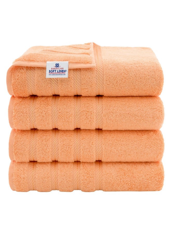 American Soft Linen American Soft Linen Premium, 100% Turkish Genuine Cotton Towel Set Luxury Hotel & Spa Quality for Maximum Softness & Absorbency (4-Piece Bath Towel Set, Malibu Peach)  - Image 1