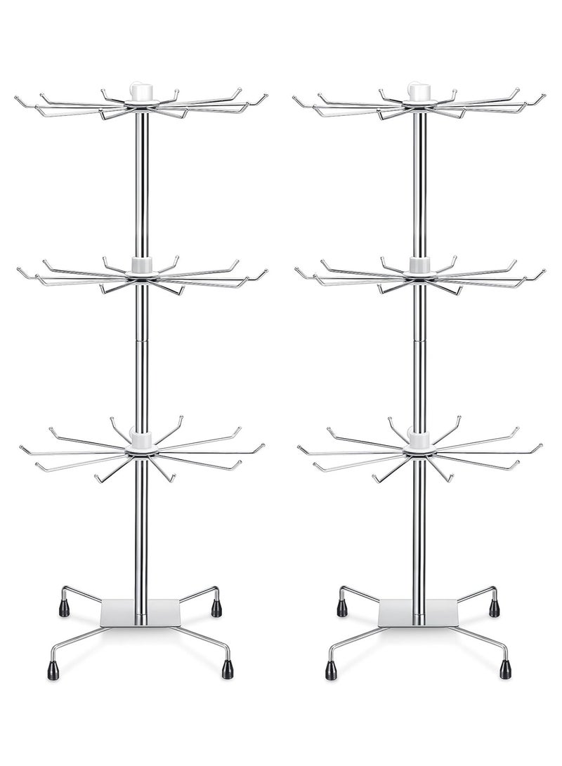 NANAO 2 Pcs Rotating Display Stand Jewelry Display Rack with Hooks Metal Earrings Display Stands for Selling Necklace (White,3 Tires) - Image 1
