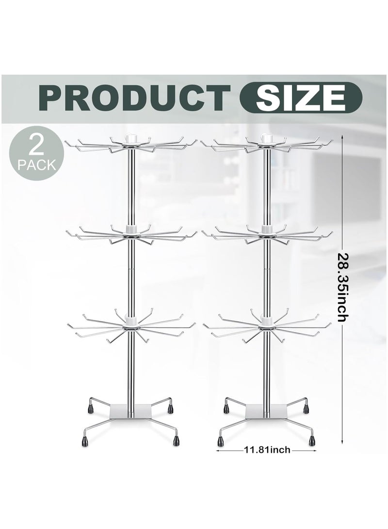 NANAO 2 Pcs Rotating Display Stand Jewelry Display Rack with Hooks Metal Earrings Display Stands for Selling Necklace (White,3 Tires) - Image 2