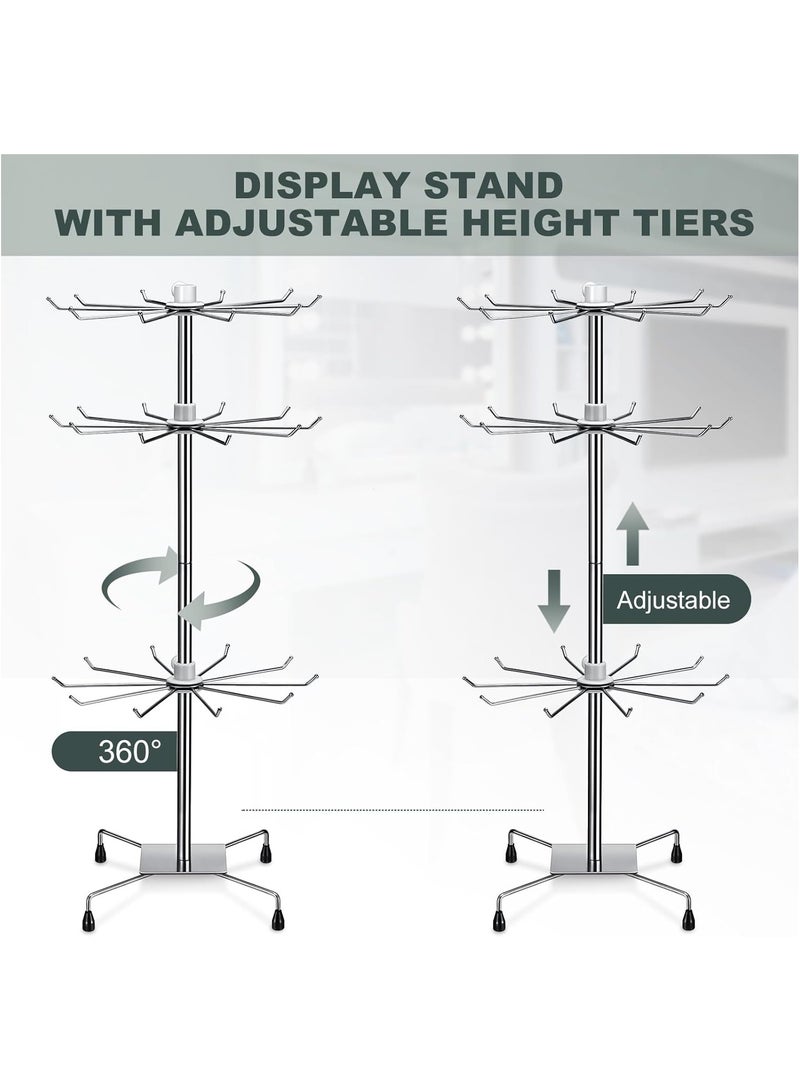 NANAO 2 Pcs Rotating Display Stand Jewelry Display Rack with Hooks Metal Earrings Display Stands for Selling Necklace (White,3 Tires) - Image 4