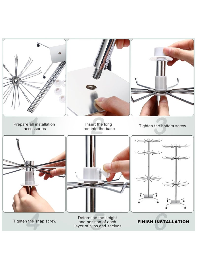 NANAO 2 Pcs Rotating Display Stand Jewelry Display Rack with Hooks Metal Earrings Display Stands for Selling Necklace (White,3 Tires) - Image 5