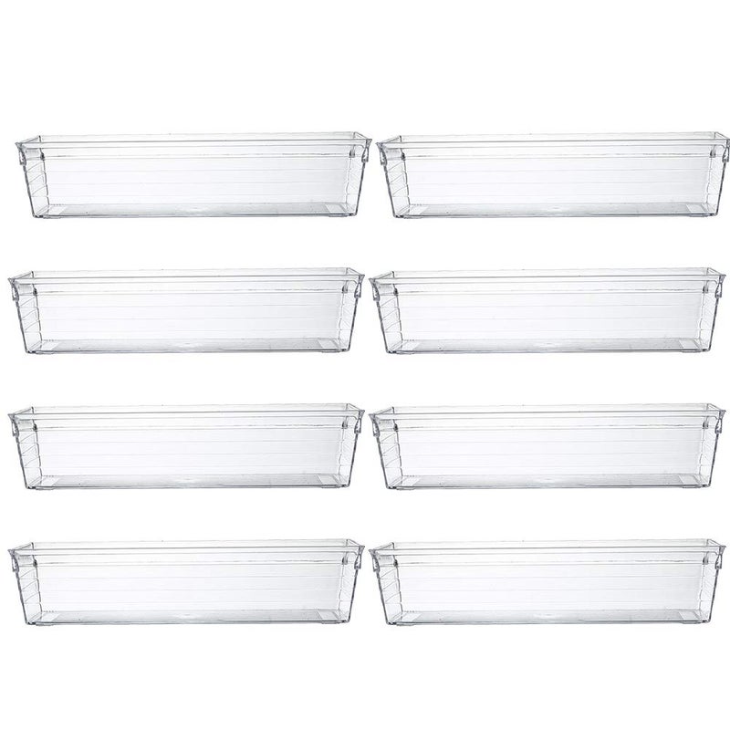 Backerysupply Clear Plastic Drawer Organizer Tray For Vanity Cabinet (9""?3""?2"" Set Of 8) Storage Tray For Makeup  Kitchen Utensils  Jewelries  And Gadgets - Image 1