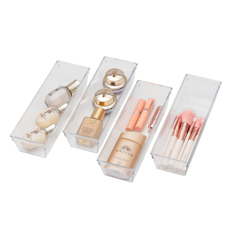 Backerysupply Clear Plastic Drawer Organizer Tray For Vanity Cabinet (9""?3""?2"" Set Of 8) Storage Tray For Makeup  Kitchen Utensils  Jewelries  And Gadgets - Image 3
